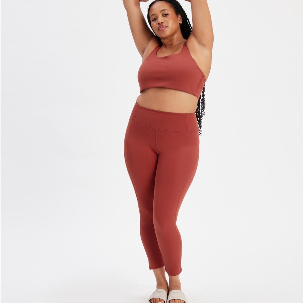 Girlfriend Collective Rust Legging and Bra Workout Yoga Set